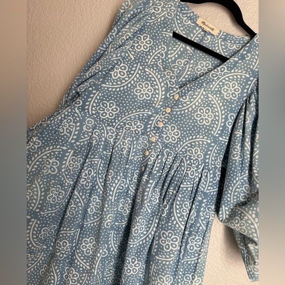 Madewell Bubble-Sleeve Button-Front Mini Dress in Indigo Paisley - Picture 7 of 11